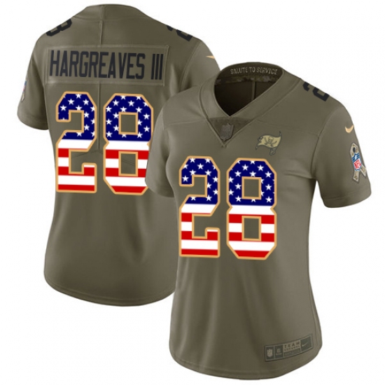 Women's Nike Tampa Bay Buccaneers #28 Vernon Hargreaves III Limited Olive/USA Flag 2017 Salute to Service NFL Jersey - Ujersey