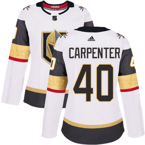 Women's Adidas Vegas Golden Knights #40 Ryan Carpenter Authentic White Away NHL Jersey - Ujersey