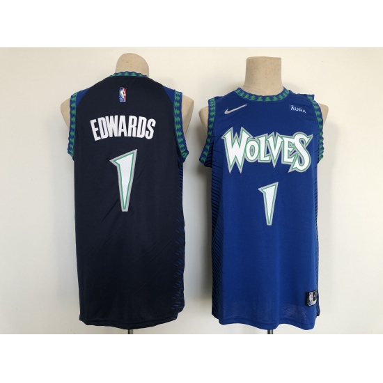 Men's Minnesota Timberwolves #1 Anthony Edwards Nike Blue City Player Jersey - Ujersey