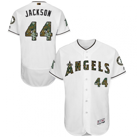 Men's Majestic Los Angeles Angels of Anaheim #44 Reggie Jackson Authentic White 2016 Memorial Day Fashion Flex Base MLB Jersey - Ujersey