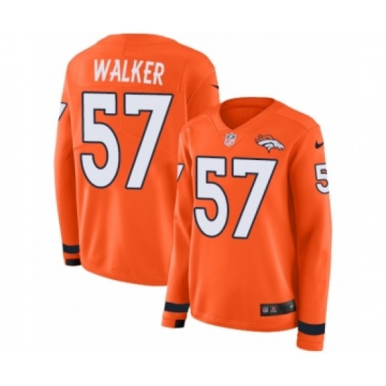 Women's Nike Denver Broncos #57 Demarcus Walker Limited Orange Therma Long Sleeve NFL Jersey - Ujersey