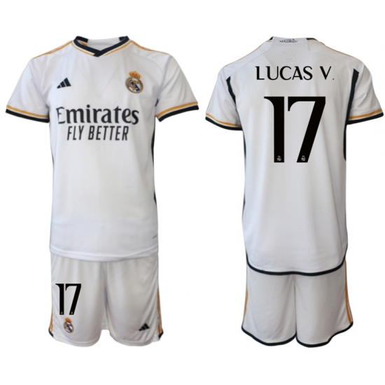 Men's Real Madrid #17 Lucas v. 2023-24 White Home Soccer Jersey