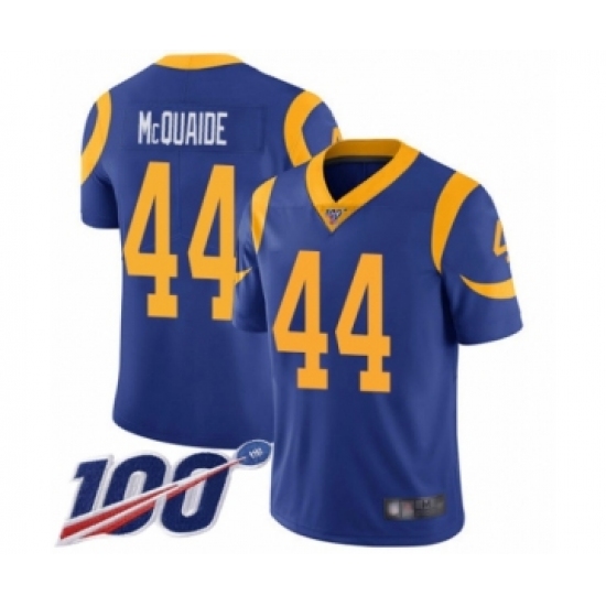 Men's Los Angeles Rams #44 Jacob McQuaide Royal Blue Alternate Vapor Untouchable Limited Player 100th Season Football Jersey - Ujersey