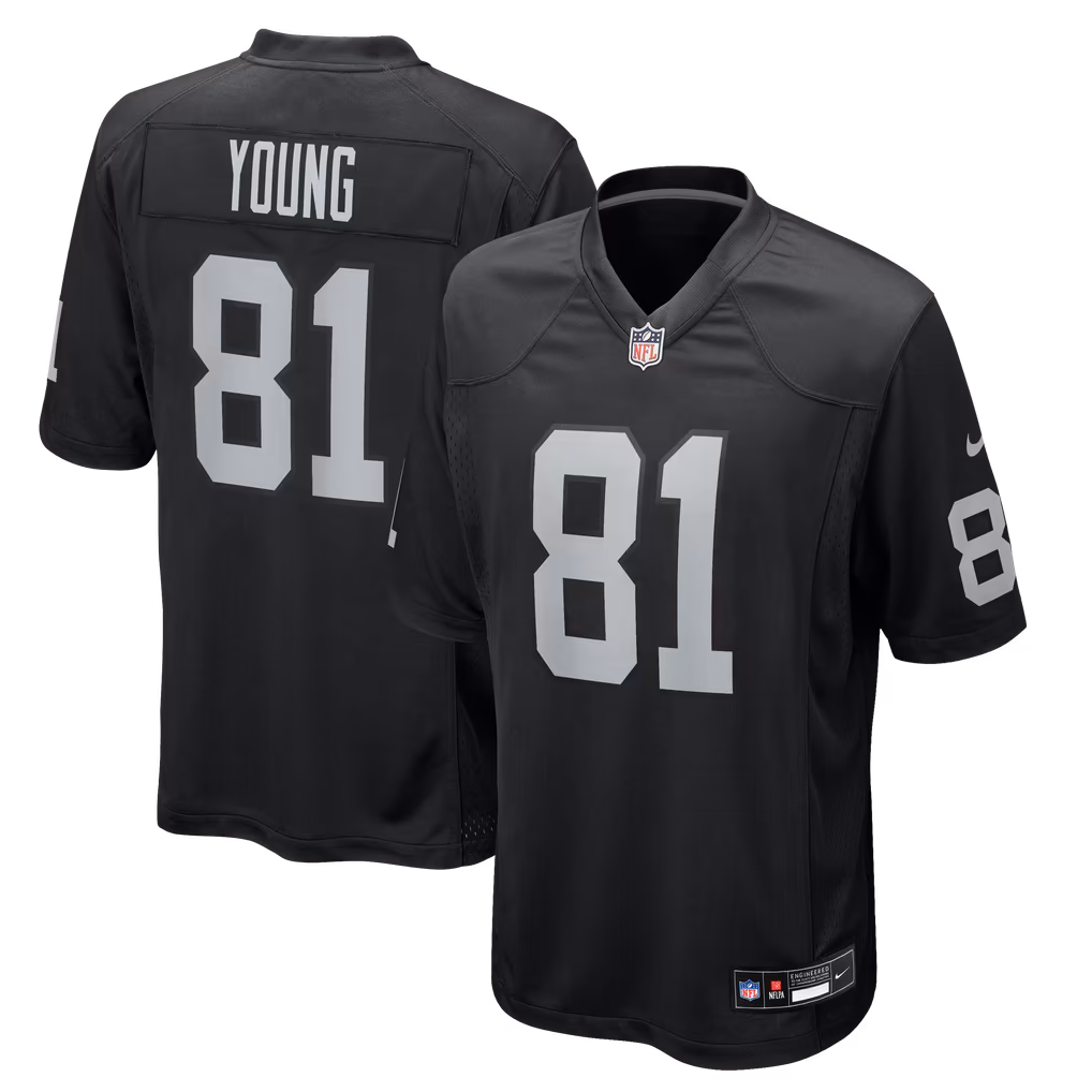 Men's Las Vegas Raiders Dareke Young Nike Black Team Game Jersey - U-jersey