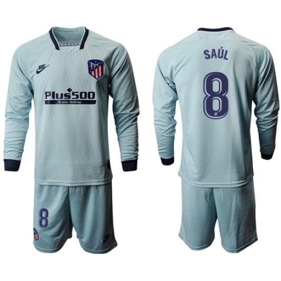 Atletico Madrid #8 Saul Third Long Sleeves Soccer Club Jersey