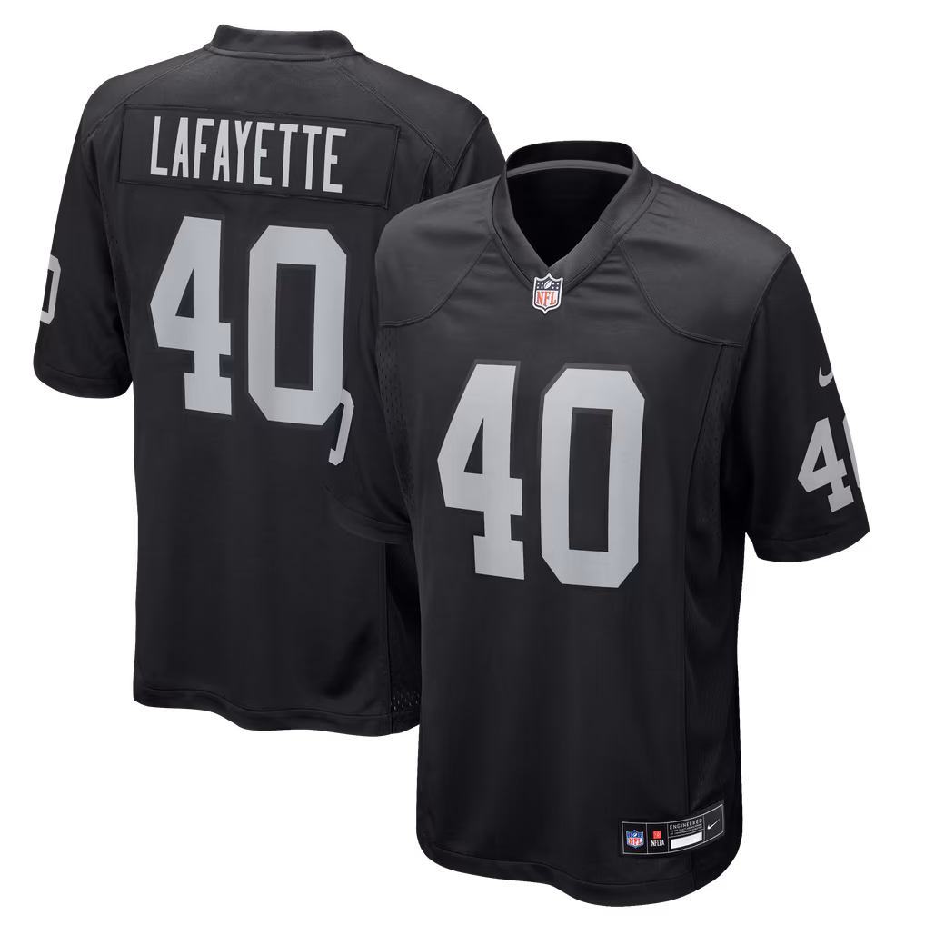Men's Las Vegas Raiders Devin Lafayette Nike Black Team Game Jersey - ujerseystore