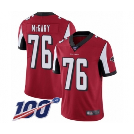 Men's Atlanta Falcons #76 Kaleb McGary Red Team Color Vapor Untouchable Limited Player 100th Season Football Jersey - Ujersey