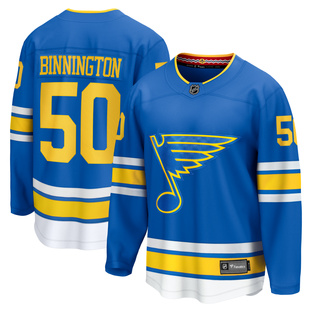 Men's St. Louis Blues Jordan Binnington Fanatics Blue Home Breakaway Jersey - U-jersey