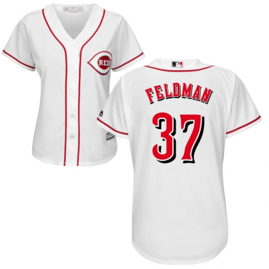 Women's Majestic Cincinnati Reds #37 Scott Feldman Authentic White MLB Jersey - Ujersey