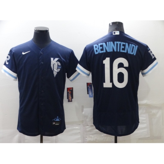 Men's Kansas City Royals #16 Bo Jackson 2022 Navy Blue City Connect Cool Base Stitched Jersey - Ujersey