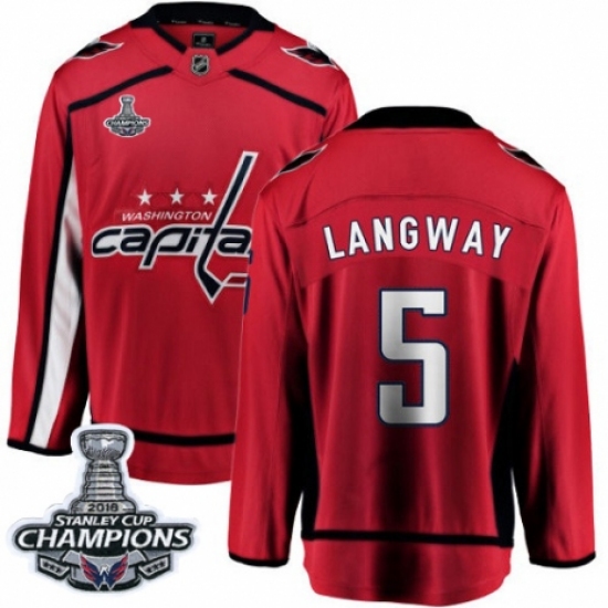 Men's Washington Capitals #5 Rod Langway Fanatics Branded Red Home Breakaway 2018 Stanley Cup Final Champions NHL Jersey - Ujersey