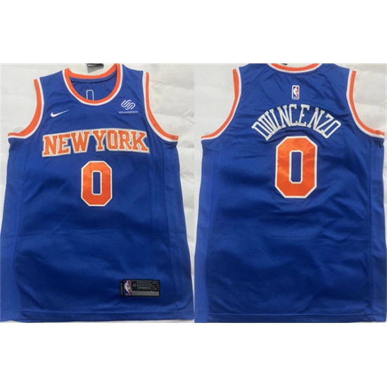 Men's New York Knicks #0 Donte DiVincenzo Blue Stitched Basketball Jersey - Ujersey