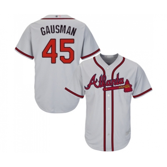 Men's Atlanta Braves #45 Kevin Gausman Replica Grey Road Cool Base Baseball Jersey - Ujersey