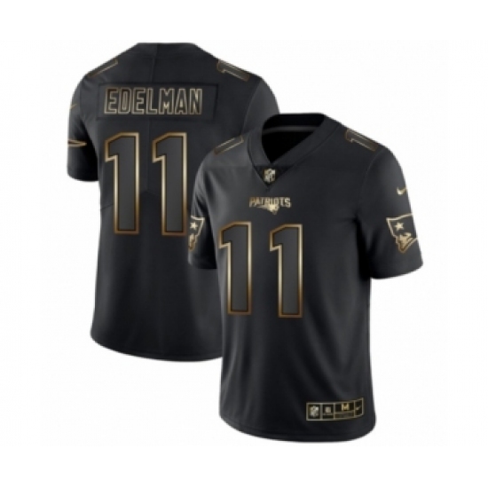 Men's New England Patriots #11 Julian Edelman Black 2019 Vapor Limited Golden Edition Jersey - Ujersey