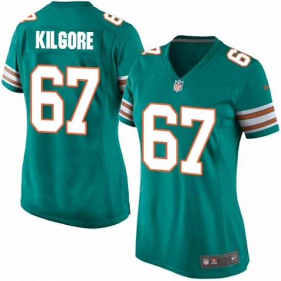 Women's Nike Miami Dolphins #67 Daniel Kilgore Game Aqua Green Alternate NFL Jersey - Ujersey