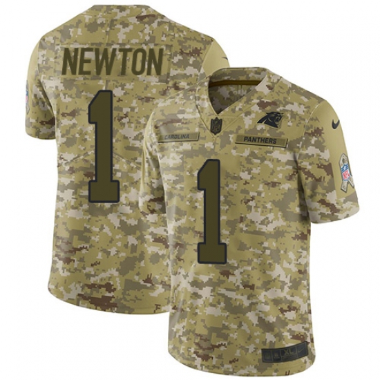 Men's Nike Carolina Panthers #1 Cam Newton Limited Camo 2018 Salute to Service NFL Jersey - Ujersey