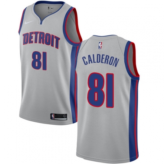 Men's Nike Detroit Pistons #81 Jose Calderon Swingman Silver NBA Jersey Statement Edition - Ujersey