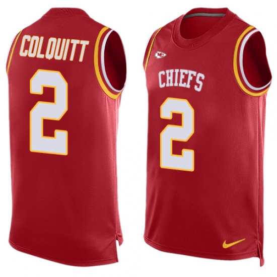 Men's Nike Kansas City Chiefs #2 Dustin Colquitt Limited Red Player Name & Number Tank Top NFL Jersey - Ujersey