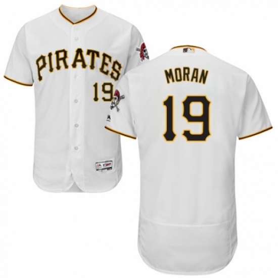 Men's Majestic Pittsburgh Pirates #19 Colin Moran White Home Flex Base Authentic Collection MLB Jersey - Ujersey