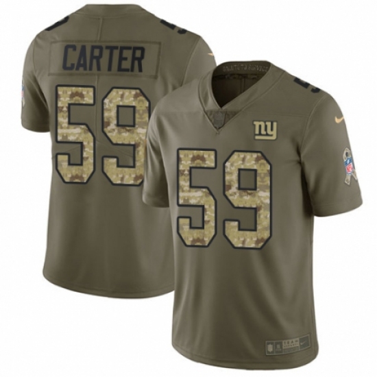 Youth Nike New York Giants #59 Lorenzo Carter Limited Olive/Camo 2017 Salute to Service NFL Jersey - Ujersey