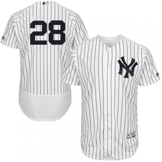 Men's Majestic New York Yankees #28 Austin Romine White Home Flex Base Authentic Collection MLB Jersey - Ujersey