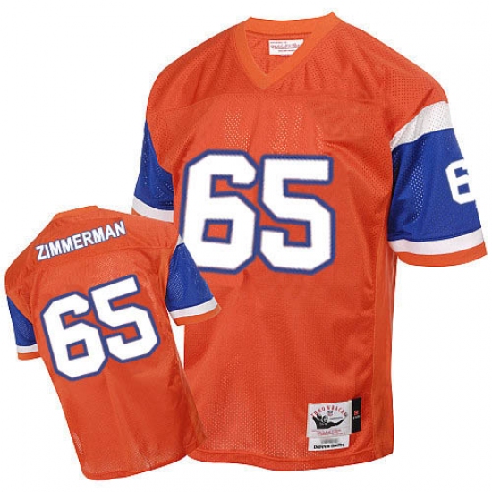 Mitchell And Ness Denver Broncos #65 Gary Zimmerman Orange Authentic Throwback NFL Jersey - Ujersey
