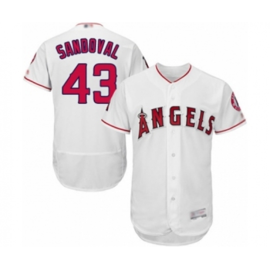 Men's Los Angeles Angels of Anaheim #43 Patrick Sandoval White Home Flex Base Authentic Collection Baseball Player Jersey - Ujersey