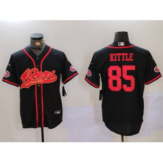Men's San Francisco 49ers #85 George Kittle Black With Cool Base Stitched Baseball Jerseys - Ujersey