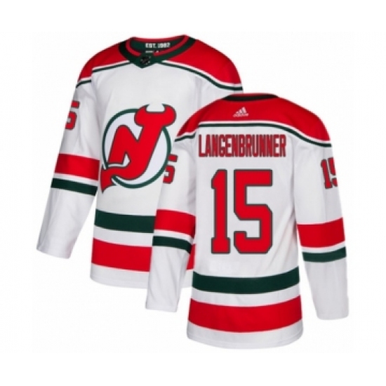 Men's Adidas New Jersey Devils #15 Jamie Langenbrunner Premier White Alternate NHL Jersey - Ujersey