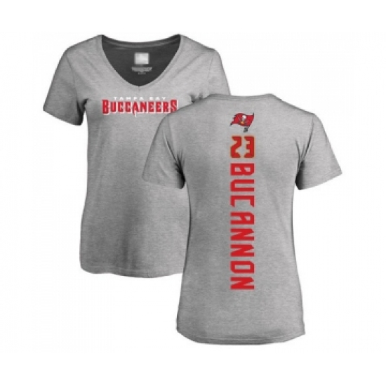 Football Women's Tampa Bay Buccaneers #23 Deone Bucannon Ash Backer T-Shirt - Ujersey