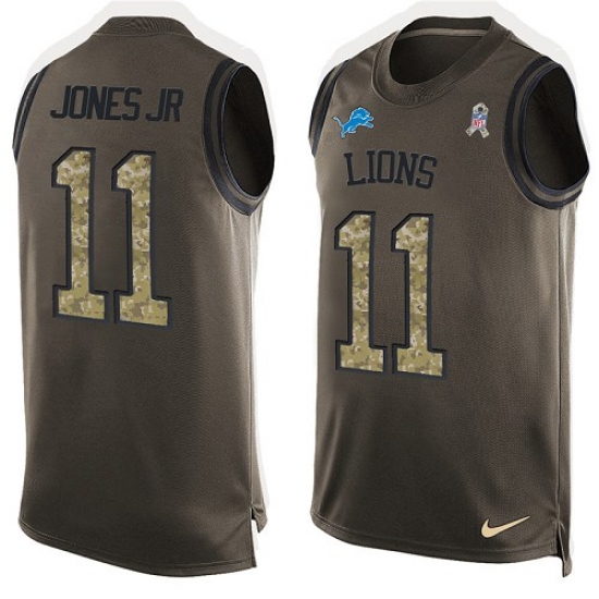 Men's Nike Detroit Lions #11 Marvin Jones Jr Limited Green Salute to Service Tank Top NFL Jersey - Ujersey