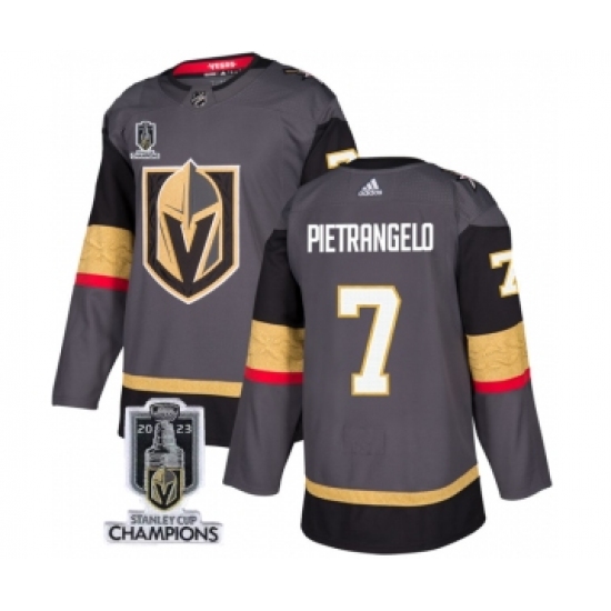 Men's Vegas Golden Knights #7 Alex Pietrangelo Gray 2023 Stanley Cup Champions Stitched Jersey - Ujersey
