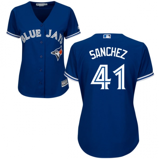 Women's Majestic Toronto Blue Jays #41 Aaron Sanchez Authentic Blue Alternate MLB Jersey - Ujersey