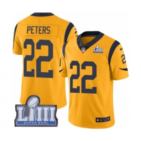Youth Nike Los Angeles Rams #22 Marcus Peters Limited Gold Rush Vapor Untouchable Super Bowl LIII Bound NFL Jersey - Ujersey