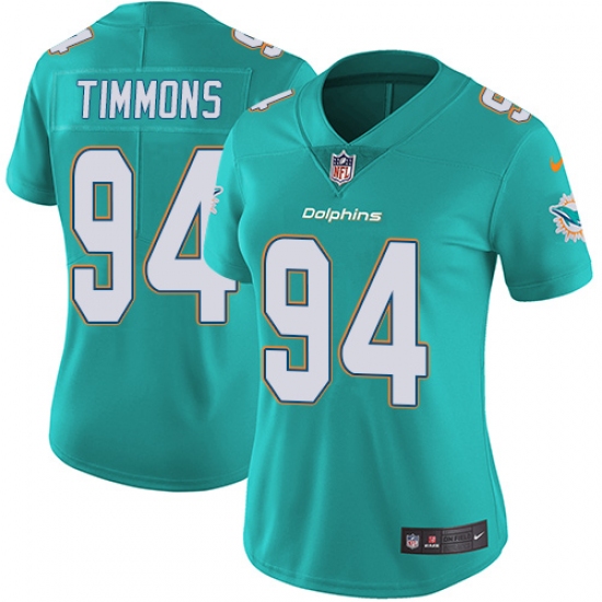 Women's Nike Miami Dolphins #94 Lawrence Timmons Aqua Green Team Color Vapor Untouchable Limited Player NFL Jersey - Ujersey