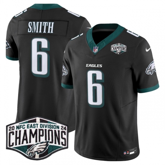Men's Philadelphia Eagles #6 DeVonta Smith Black 2024 New NFC East Champions F.U.S.E. Vapor Untouchable Limited Stitched Football Jersey - Ujersey