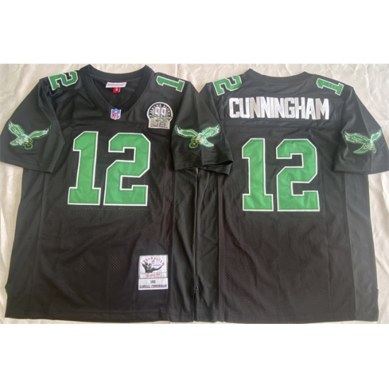Men's Philadelphia Eagles #12 Randall Cunningham Black Throwback Stitched Football Jersey - Ujersey