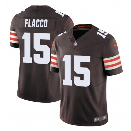 Men's Cleveland Browns #15 Joe Flacco Brown 2023 F.U.S.E. Vapor Limited Football Stitched Jersey - Ujersey