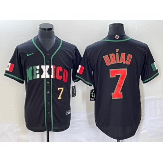 Men's Mexico Baseball #7 Julio Urias Number 2023 Black World Baseball Classic Stitched Jersey4