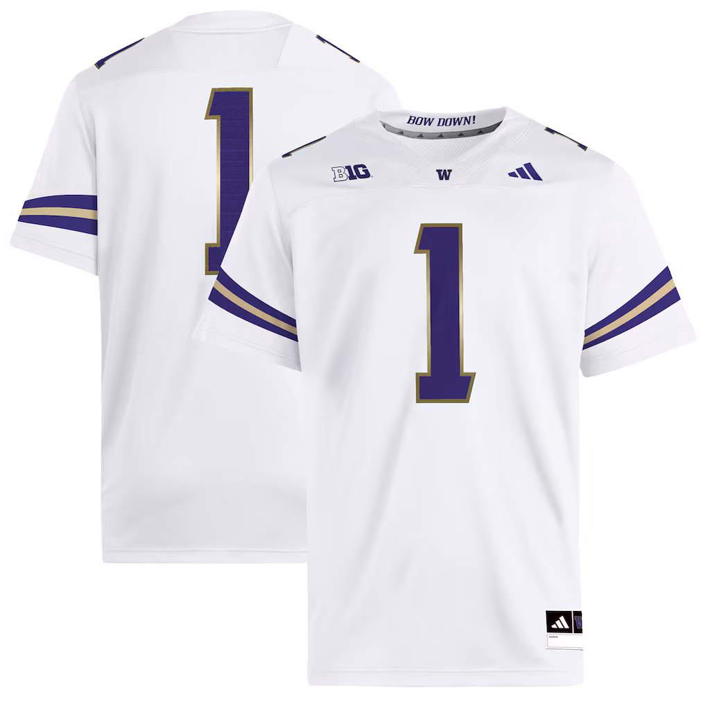 Men's adidas #1 White Washington Huskies Premier Jersey