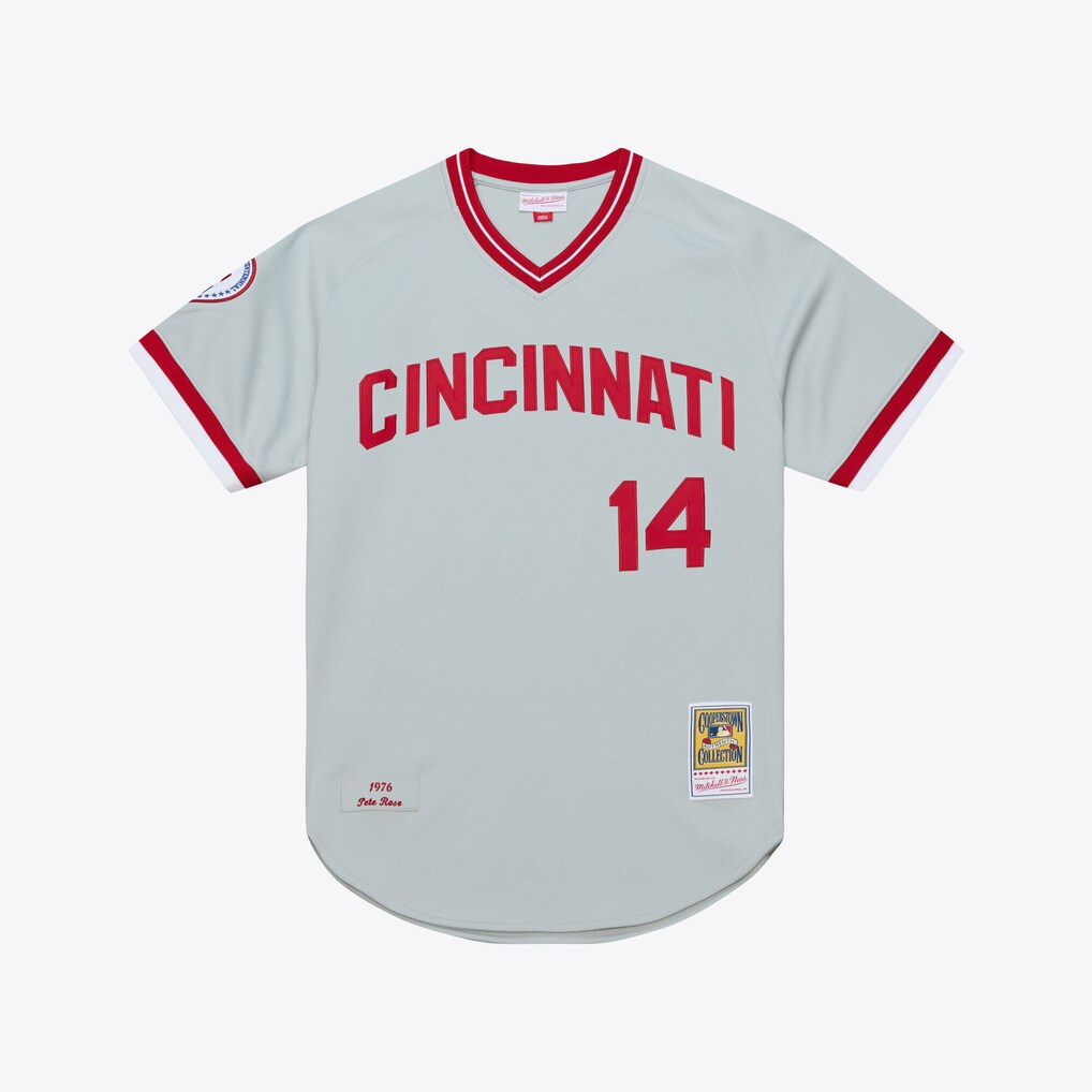 Men's Cincinnati Reds Pete Rose Mitchell & Ness Gray 1976 Authentic Jersey - Ujersey Shop