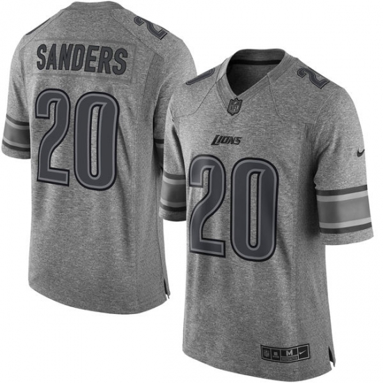 Men's Nike Detroit Lions #20 Barry Sanders Limited Gray Gridiron NFL Jersey - Ujersey