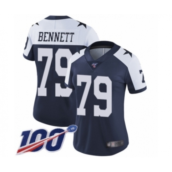 Women's Dallas Cowboys #79 Michael Bennett Navy Blue Throwback Alternate Vapor Untouchable Limited Player 100th Season Football Jersey - Ujersey