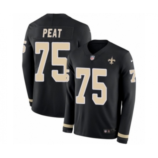 Youth Nike New Orleans Saints #75 Andrus Peat Limited Black Therma Long Sleeve NFL Jersey - Ujersey