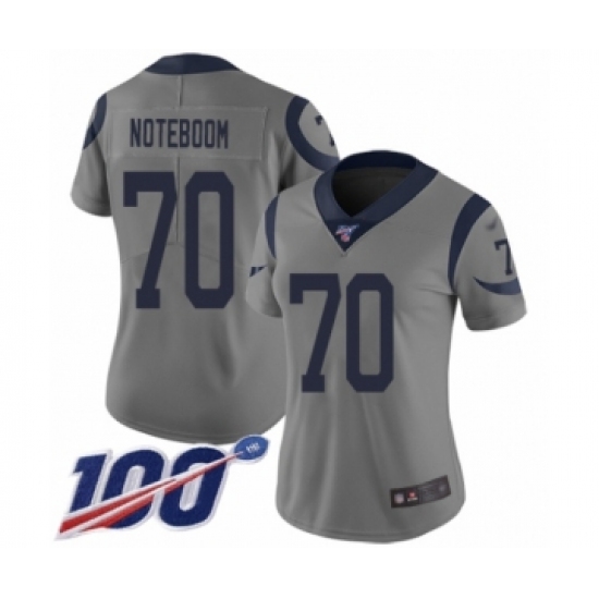Women's Los Angeles Rams #70 Joseph Noteboom Limited Gray Inverted Legend 100th Season Football Jersey - Ujersey
