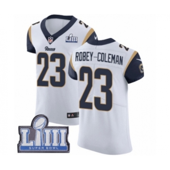 Men's Nike Los Angeles Rams #23 Nickell Robey-Coleman White Vapor Untouchable Elite Player Super Bowl LIII Bound NFL Jersey - Ujersey