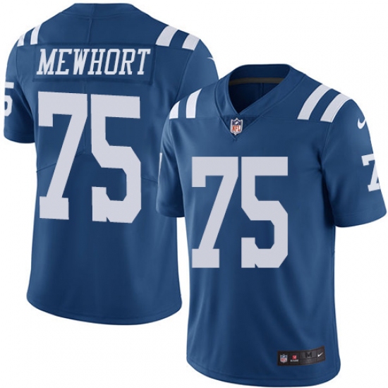 Men's Nike Indianapolis Colts #75 Jack Mewhort Limited Royal Blue Rush Vapor Untouchable NFL Jersey - Ujersey