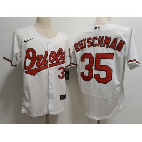 Men's Baltimore Orioles #35 Adley Rutschman White Stitched Flex Base Nike Jersey - Ujersey