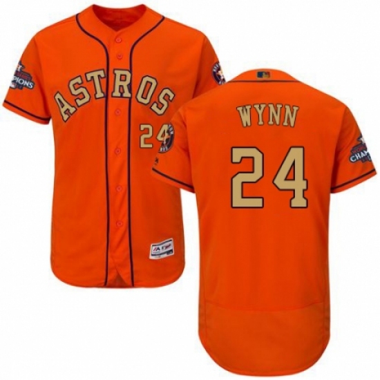 Men's Majestic Houston Astros #24 Jimmy Wynn Orange Alternate 2018 Gold Program Flex Base Authentic Collection MLB Jersey - Ujersey