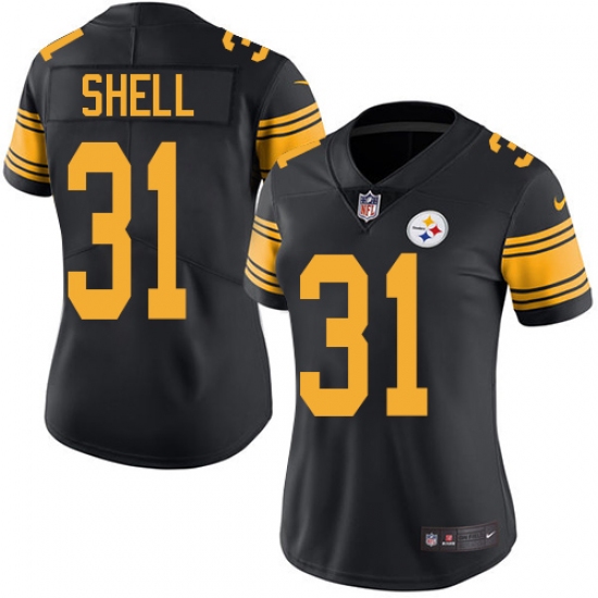 Women's Nike Pittsburgh Steelers #31 Donnie Shell Limited Black Rush Vapor Untouchable NFL Jersey - Ujersey
